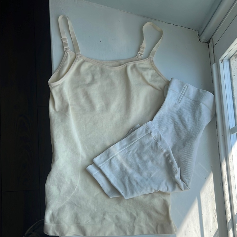 Shapermint Cream and White Shapewear Set